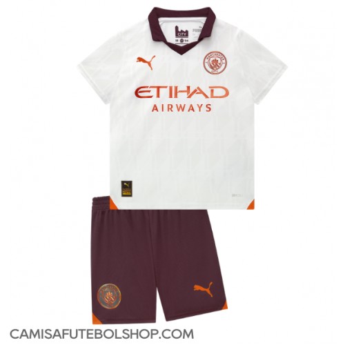 Camisa de time de futebol Manchester City Replicas 2º Equipamento Infantil 2023-24 Manga Curta (+ Calças curtas)
